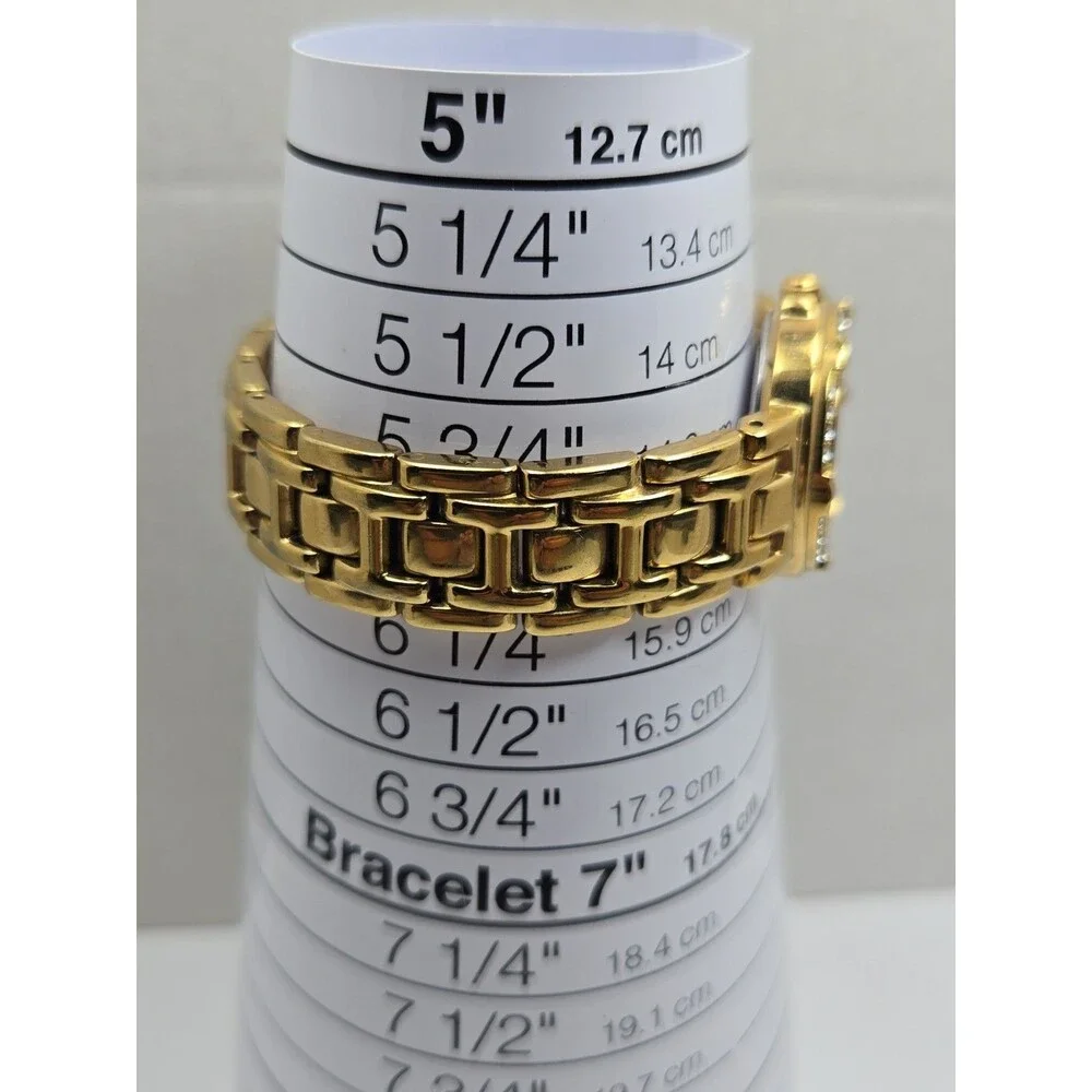 Vintage Guess Womens Gold Tone Crystal Bezel Watch New Battery Dainty Petite